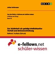 Cover von Zur Schönheit als geistig-intellektueller Verfall und Entmenschlichung