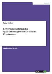 Cover von Bewertungsverfahren für Qualitätsmanagementsysteme im Krankenhaus