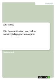 Cover von Die Lernmotivation unter dem sonderpädagogischen Aspekt