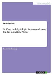 Cover von Stoffwechselphysiologie. Zusammenfassung für das mündliche Abitur