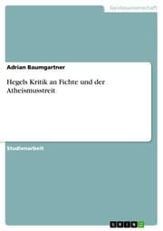Cover von Hegels Kritik an Fichte und der Atheismusstreit