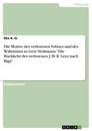 Cover von Die Motive des verlorenen Sohnes und des Wahnsinns in Gert Hofmanns 'Die Rückkehr des verlorenen J. M. R. Lenz nach Riga'