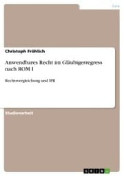 Cover von Anwendbares Recht im Gläubigerregress nach ROM I