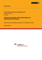 Cover von Schwache Lösung der Stokes-Gleichungen für nicht-Newton'sche Fluide