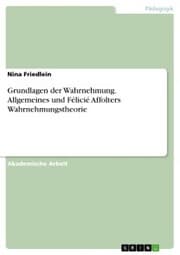 Cover von Grundlagen der Wahrnehmung. Allgemeines und Félicié Affolters Wahrnehmungstheorie