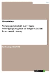 Cover von Vorlesungsmitschrift zum Thema Versorgungsausgleich in der gesetzlichen Rentenversicherung