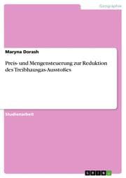 Cover von Preis- und Mengensteuerung zur Reduktion des Treibhausgas-Ausstoßes