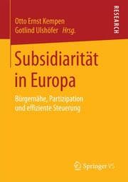 Cover von Subsidiarität in Europa
