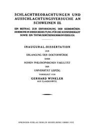 Cover von Schlachtbeobachtungen und Ausschlachtungsversuche an Schweinen III