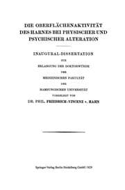 Cover von Die Oberflächenaktivität des Harnes bei Physischer und Psychischer Alteration