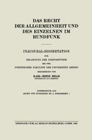 Cover von Das Recht der Allgemeinheit und des Einzelnen im Rundfunk