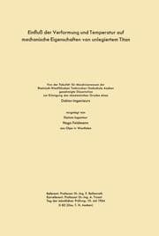 Cover von Einfluß der Verformung und Temperatur auf mechanische Eigenschaften von unlegiertem Titan
