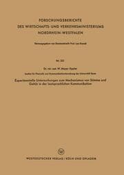 Cover von Experimentelle Untersuchungen zum Mechanismus von Stimme und Gehör in der lautsprachlichen Kommunikation