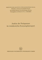 Cover von Analyse der Preisspannen im westdeutschen Konsumgüterexport