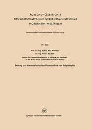 Cover von Beitrag zur thermoelastischen Formbarkeit von Polyäthylen