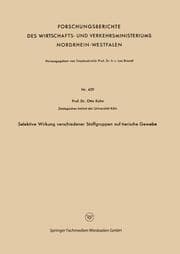 Cover von Selektive Wirkung verschiedener Stoffgruppen auf tierische Gewebe