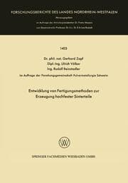 Cover von Entwicklung von Fertigungsmethoden zur Erzeugung hochfester Sinterteile