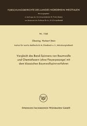Cover von Vergleich des Band-Spinnens von Baumwolle und Chemiefasern (ohne Fleyerpassage) mit dem klassischen Baumwollspinnverfahren