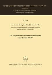 Cover von Zur Frage der Verhütbarkeit von Kollisionen in der Binnenschiffahrt