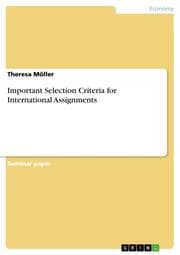 Cover von Important Selection Criteria for International Assignments