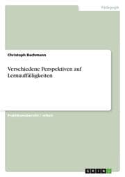 Cover von Verschiedene Perspektiven auf Lernauffälligkeiten