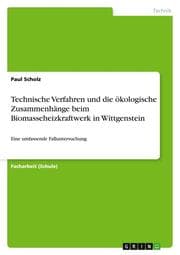 Cover von Technische Verfahren und die ökologische Zusammenhänge beim Biomasseheizkraftwerk in Wittgenstein