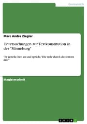 Cover von Untersuchungen zur Textkonstitution in der 'Minneburg'