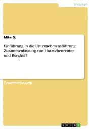 Cover von Einführung in die Unternehmensführung. Zusammenfassung von Hutzschenreuter und Berghoff