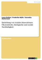 Cover von Entstehung von sozialen Innovationen. Ökonomische, ökologische und soziale Nachhaltigkeit