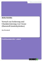 Cover von Versuch zur Isolierung und Charakterisierung von Urease (Harnstoff-Amidohydrolase)