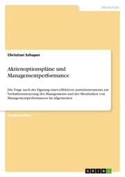 Cover von Aktienoptionspläne und Managementperformance