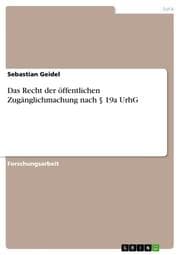 Cover von Das Recht der öffentlichen Zugänglichmachung nach § 19a UrhG