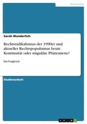 Cover von Rechtsradikalismus der 1990er und aktueller Rechtspopulismus heute. Kontinuität oder singuläre Phänomene?
