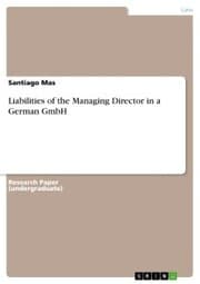 Cover von Liabilities of the Managing Director in a German GmbH