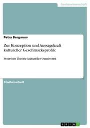 Cover von Zur Konzeption und Aussagekraft kultureller Geschmacksprofile