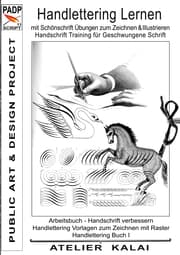Cover von PADP-Script 11: Handlettering lernen mit Schönschrift Übungen zum Zeichnen & Illustrieren - Handschrift Training für Geschwungene Schrift