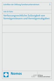 Cover von Verfassungsrechtliche Zulässigkeit von Vermögensteuern und Vermögensabgaben