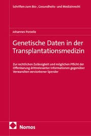 Cover von Genetische Daten in der Transplantationsmedizin