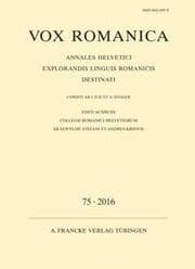 Cover von Vox Romanica 75 (2016)