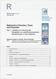 Cover von ift-Richtlinie EL-01/1, September 2008. Elektronik in Fenstern, Türen und Fassaden. Teil 1: Leitfaden zur Planung der Integration von elektromechanischen Bauelementen in das Gebäude