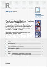 Cover von ift-Richtlinie WA-15/2, Februar 2011. Passivhaustauglichkeit von Fenstern, Außentüren und Fassaden