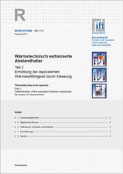 Cover von ift-Richtlinie WA-17/1, Februar 2013. Wärmetechnisch verbesserte Abstandhalter. Teil 2: Ermittlung der äquivalenten Wärmeleitfähigkeit durch Messung