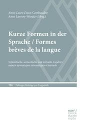 Cover von Kurze Formen in der Sprache / Formes brèves de la langue