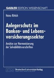 Cover von Anlegerschutz im Banken- und Lebensversicherungssektor