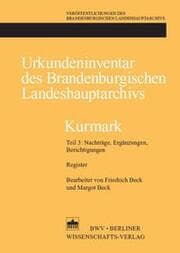 Cover von Urkundeninventar des Brandenburgischen Landeshauptarchivs - Kurmark