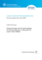 Cover von Untersuchungen der Prozessvorgänge bei Einschweißungen in Baustahl mit Lasern hoher Brillanz
