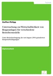 Cover von Untersuchung zur Wirtschaftlichkeit von Biogasanlagen für verschiedene Betreibermodelle