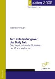 Cover von Zum Unterhaltungswert des Daily Talk