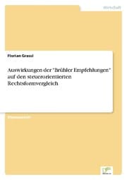 Cover von Auswirkungen der 'Brühler Empfehlungen' auf den steuerorientierten Rechtsformvergleich