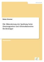 Cover von Die Bilanzierung der Spaltung beim übertragenden und übernehmenden Rechtsträger